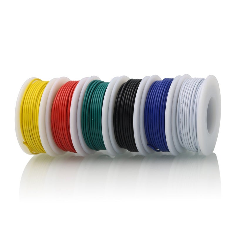 CBAZY Hook up Stranded Wire Kit 20 Gauge 6 Colors 19.6 feet Each Electrical Wire 20 AWG PVC Wire - Image 2